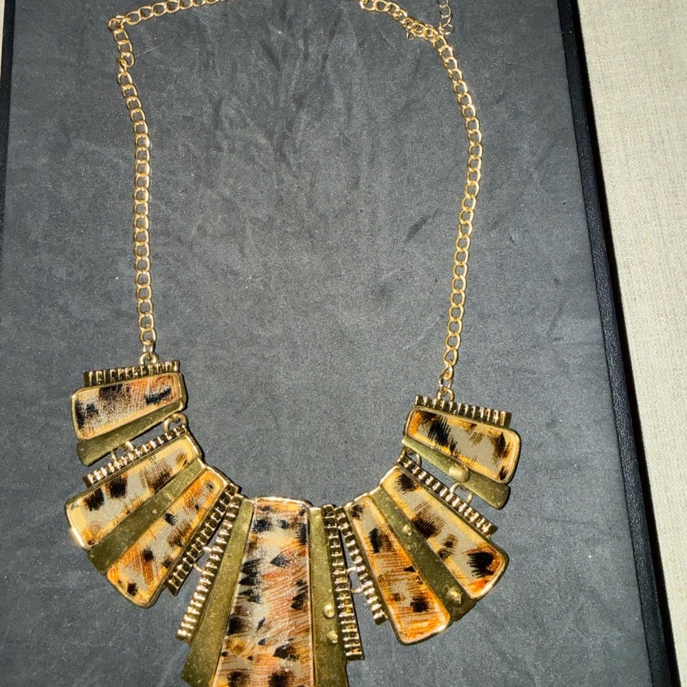 Tortoise Shell /Gold Statement Necklace - image 1